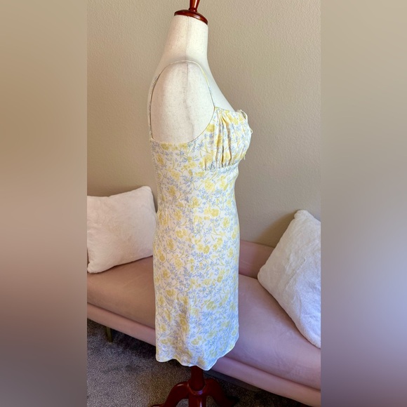 Sunday Best Aritzia Mini Dress Yellow Ditzy Floral Women’s S Milkmaid Coquette - Picture 4 of 13